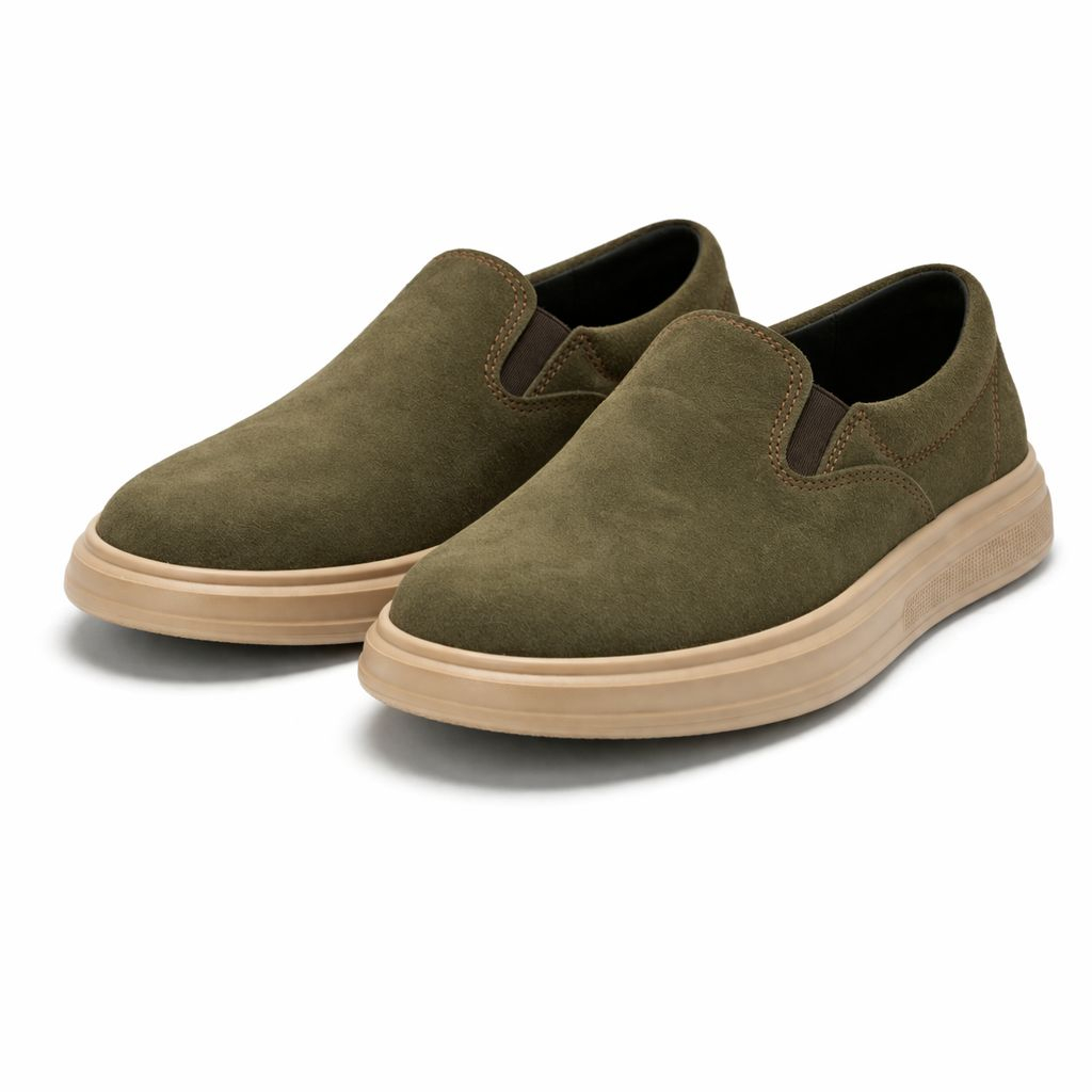Olive Green Suede SlipOn Casual Shoes